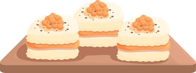 Caviar sushi icon cartoon vector. Japan food. Cuisine tempura