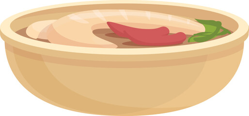 Tempura soup icon cartoon vector. Japanese food. Oden cuisine