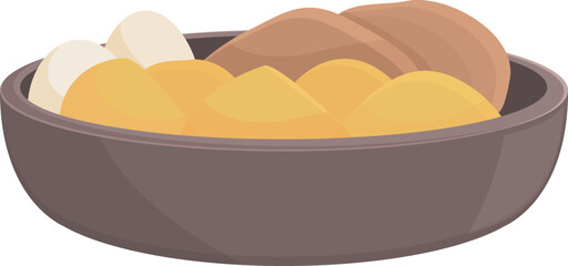 Egg food menu icon cartoon vector. Japan plate. Tempura ramen