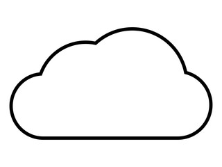 Cloud icon, flat design element. Outlined black stroke. Isolated png illustration, transparent background. Asset for overlay, montage, collage, presentation. Business, technology concept.