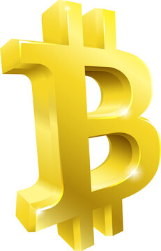 Bitcoin 3d Gold Symbol Sign