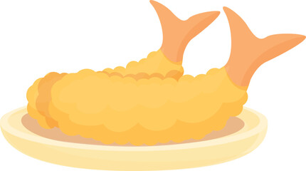 Asian fried fish icon cartoon vector. Japanese food. Cuisine ramen