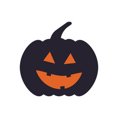 Black halloween pumpkin on white background