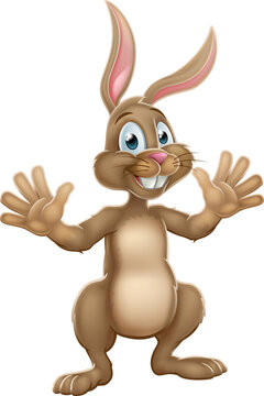 Cute Easter Bunny Rabbit Waving