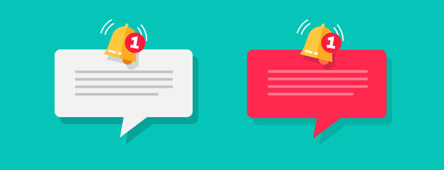 Reminder icon notification red white color set with bell alert label vector or important event notice message bubble graphic illustration, push agenda warning caution note isolated image