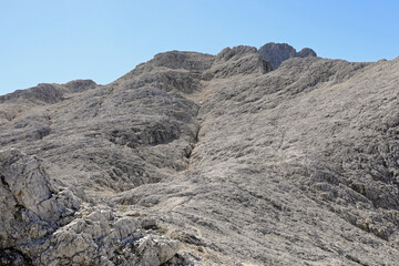 rocky landscape of the italian dolomites on the european alps in summer in Italy