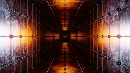 Abstract sci-fi tunnel, 3d render, futuristic geometric background