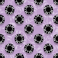 Seamless pattern with casino poker roulette chips vector graphic wallpaper wrapping paper design