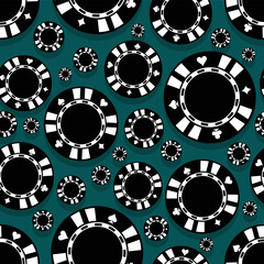 Casino poker roulette chips icon seamless pattern vector graphic wallpaper wrapping paper design