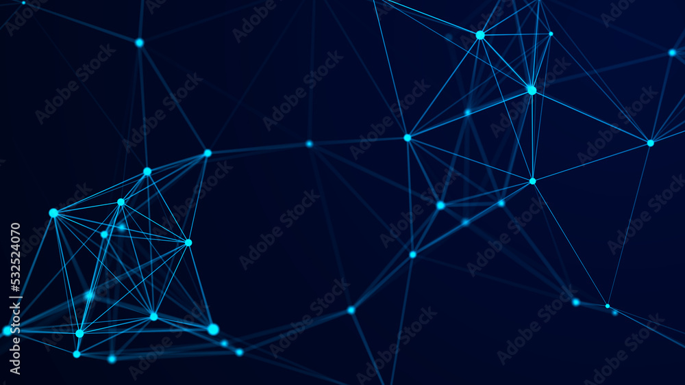 Poster distribution of lines and points in space. digital background of data network connection. 3d renderi