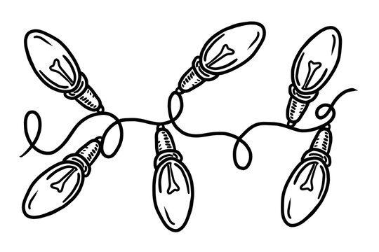 Christmas Lights Clipart Black And White