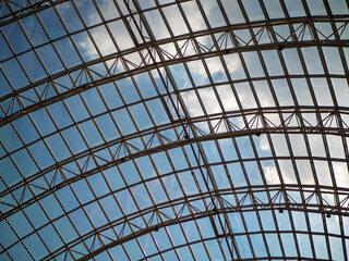 Glass ceiling. Roof of modern buildings