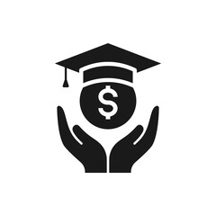 Student loan. Academic scholarship icon flat style isolated on white background. Vector illustration