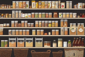 full kitchen pantry food storage illustration