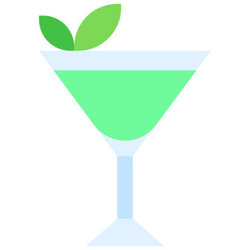 Grasshopper Cocktail Icon, Alcoholic Mixed Drink Vector