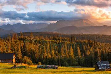Glodowka Valley in Carpathian Mountains, High Tatras at sunset
