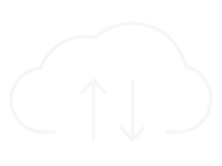 Cloud storage icon, flat design element. Outlined gray stroke, low opacity. Isolated png illustration, transparent background. Asset for overlay, montage, collage. Business, technology concept.