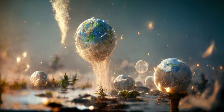 Particles striking a Fantasy Planet Surface