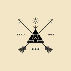 Indian teepee camp logo vector template design