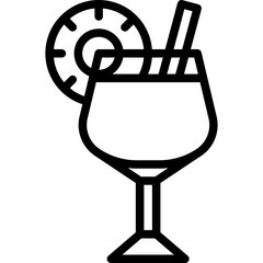 Chi Chi Cocktail icon, Alcoholic mixed drink vector