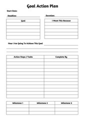 Goals Action Plan,Minimal and simple digital planner template