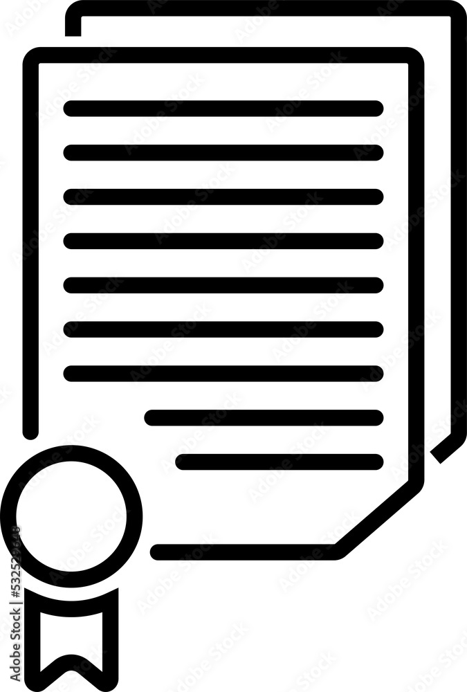 Poster isolated icon of a document with a signed certificate. concept of certification, proof and legal com