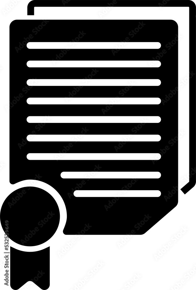 Poster isolated icon of a document with a signed certificate. concept of certification, proof and legal com