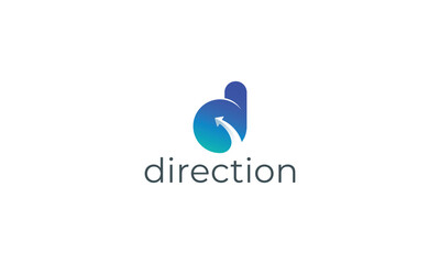 Letter d technological arrow motion and direction logo