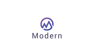 Obraz premium Letter M creative simple line art mountain logo