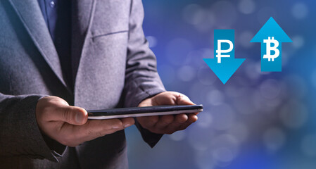 Ruble and bitcoin in the arrows. Fall and rise of the course.