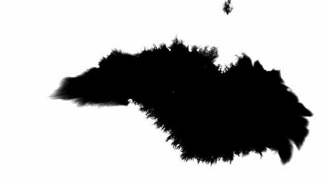 Ink Blot Blemish Leaking and Spreading over Paper in Black and White