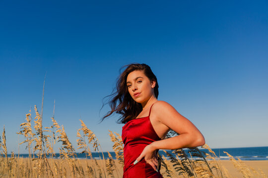 Young Woman In Dunes At The Beach