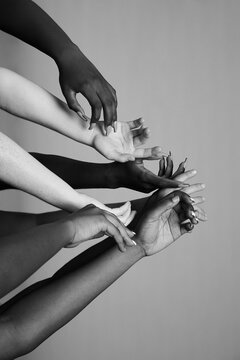 Group Of Diverse Women's Hands Connected Together