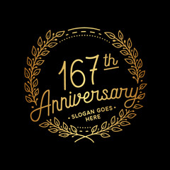167 years anniversary celebrations design template. 167th logo. Vector and illustrations.
