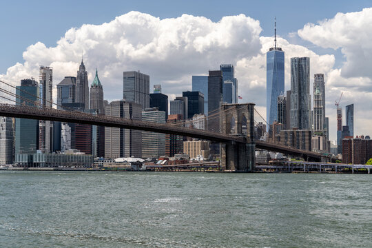 Panoramic view at high-rise buildings of Manhattan Island