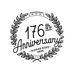 176 years anniversary celebrations design template. 176th logo. Vector and illustrations.
