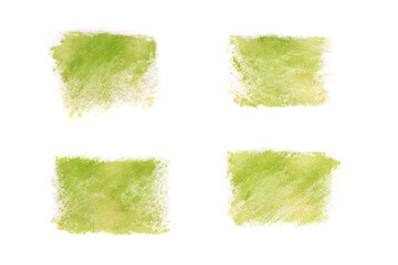 set of green watercolor strokes isolated on white background