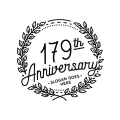 179 years anniversary celebrations design template. 179th logo. Vector and illustrations.
