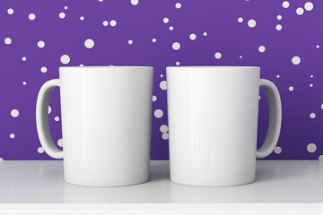 two white cups mockup
