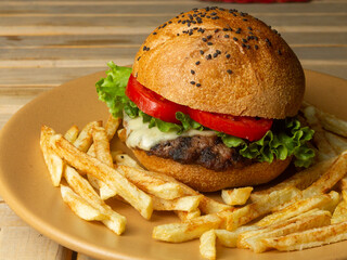 burger and fries