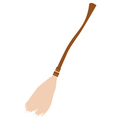 Broom Icon. Helloween witch broom. Colorful vector illustration isolated on white background.