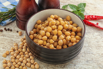 Boiled chickpea in the bowl