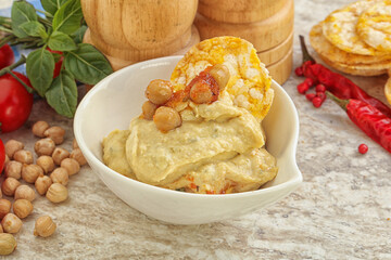 Natural organic chickpea hummus with olive oil