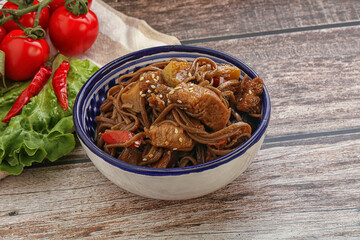 Udon soba with pork and vegetables