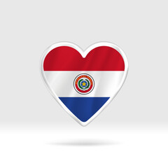 Fototapeta premium Heart from Paraguay flag. Silver button heart and flag template. Easy editing and vector in groups. National flag vector illustration on white background.