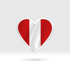 Heart from Peru flag. Silver button heart and flag template. Easy editing and vector in groups. National flag vector illustration on white background.