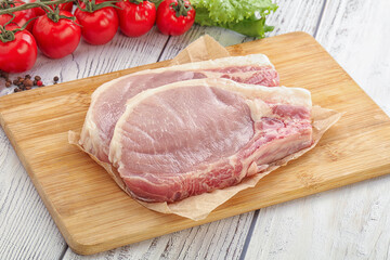 Raw pork t-bone steak for grill
