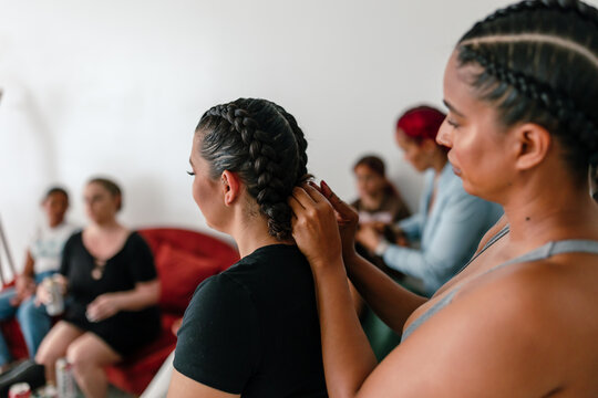 Braiding hair for friend