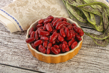 Baked red canned bean in the bowl