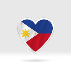 Heart from Philippines flag. Silver button heart and flag template. Easy editing and vector in groups. National flag vector illustration on white background.